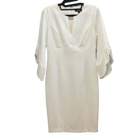 DKNY Women's Keyhole Neck Chiffon Tulip Sleeve Sheath Dress NWT - Picture 10 of 14